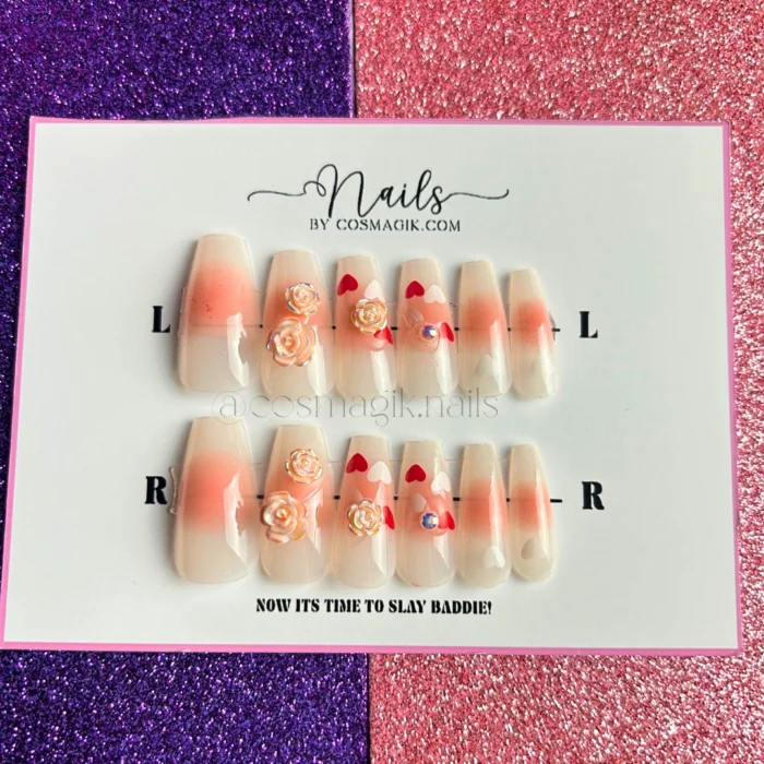 Rose gold reusable press-on nails with warm glow – Nails by Cosmagik Pakista