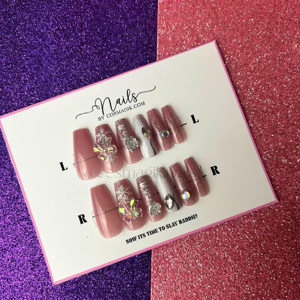 Diamond Drip press-on nails by Nails by Cosmagik – reusable rhinestone glam set in Pakistan