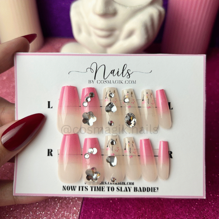 “Blush Baby press-on nails by Nails by Cosmagik – reusable soft blush pink nails for girls in Pakistan”