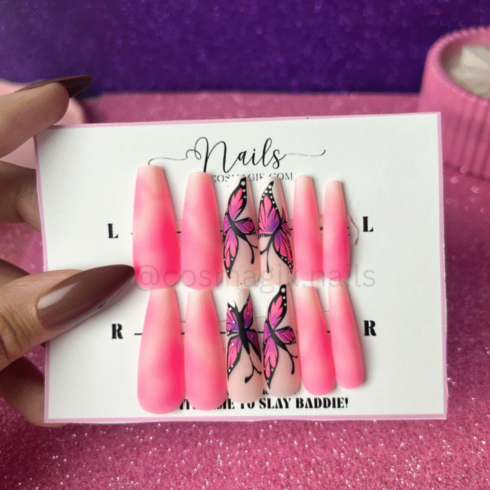 Flutter Blush reusable press-on nails by Nails by Cosmagik – soft pink glam for weddings and parties in Pakistan