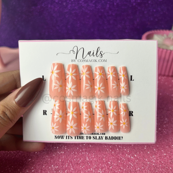 Simple Blossom reusable press-on nails in soft pink by Nails by Cosmagik – beginner-friendly nails in Pakistan