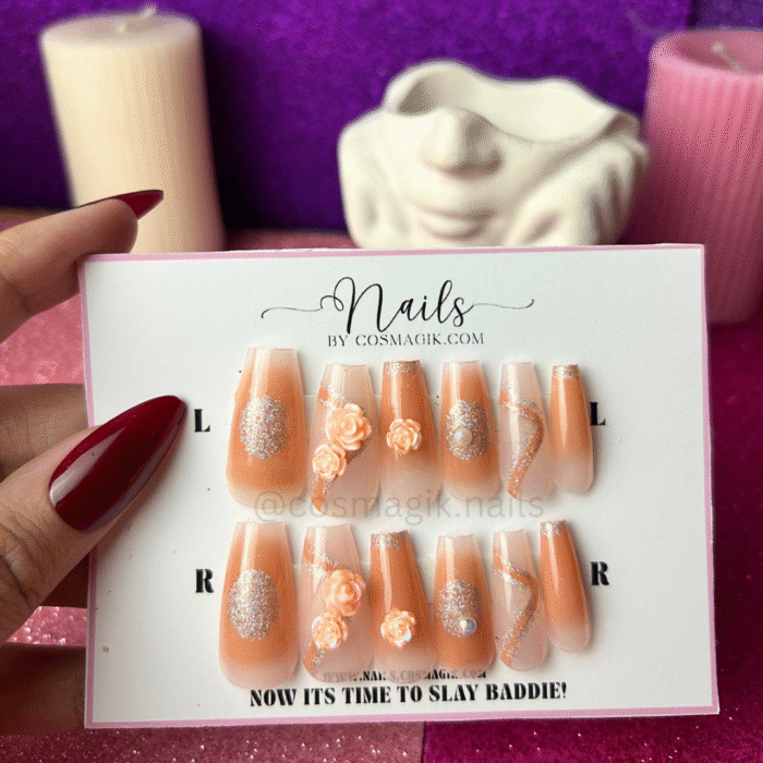 Soft Whisper press-on nails by Nails by Cosmagik – reusable nude pink nails for everyday glam in Pakistan”